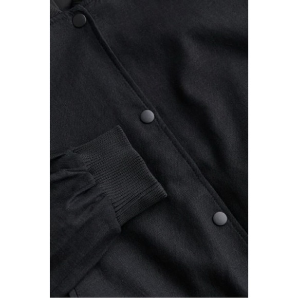 Black Linen Blend Bomber Jacket - Picture 7 of 7
